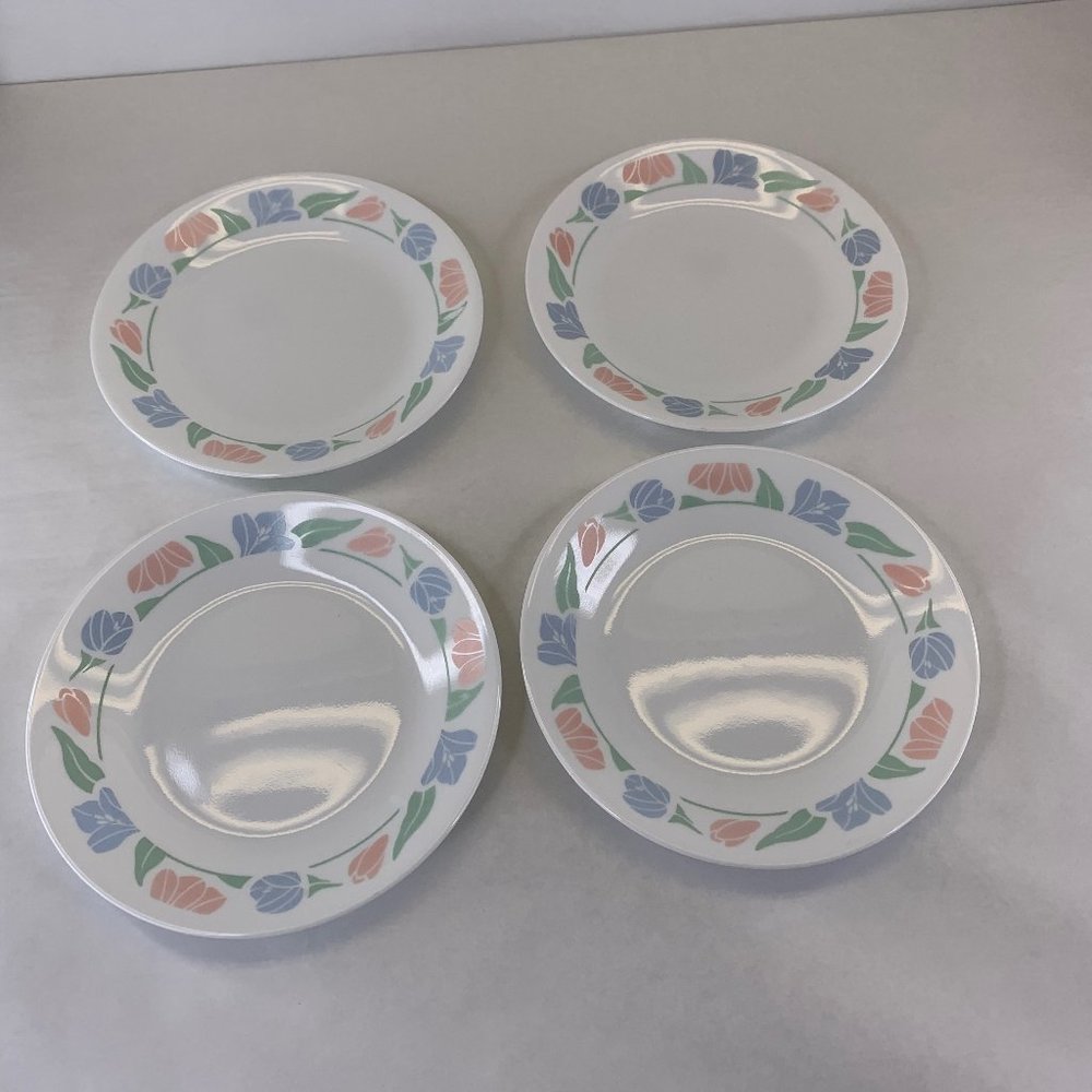 Corning Corelle Friendship dessert plates floral SET 4